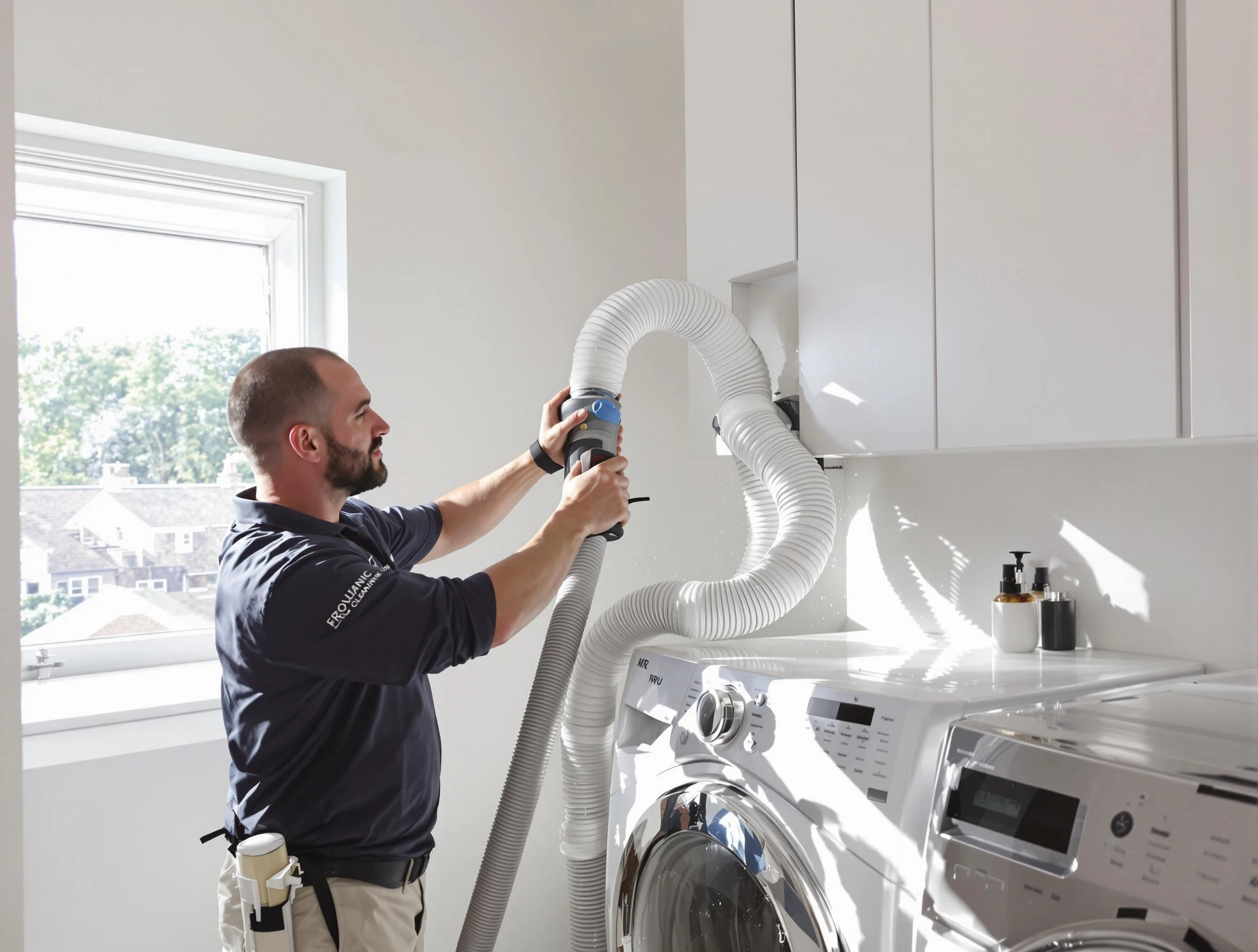 Certified McLoud Dryer Vent Cleaning technician performing dryer vent cleaning in McLoud